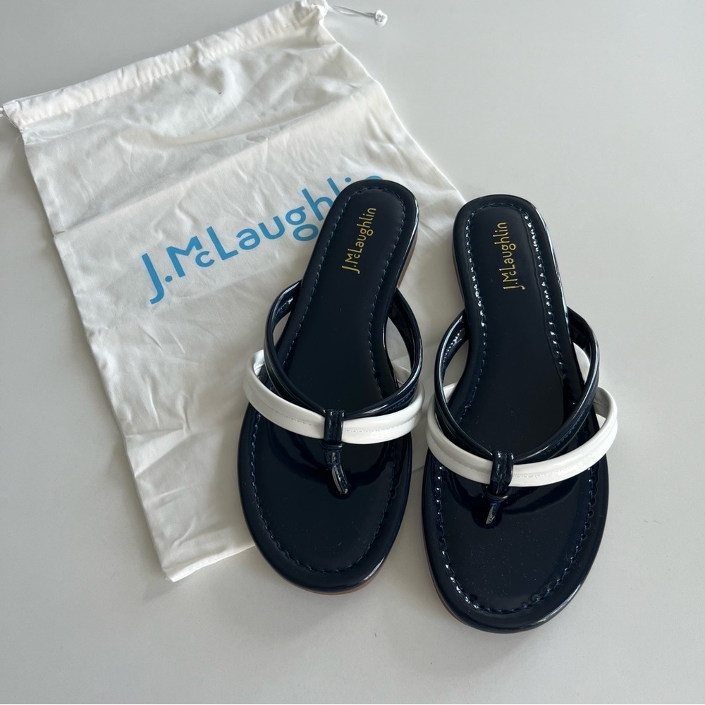 J. McLaughlin Navy/White Caitlin Sandal Size 8